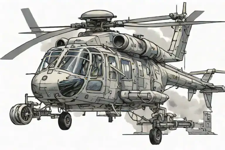 helicopter landing tattoo design idea