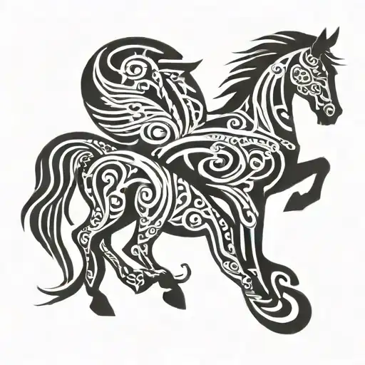 horse + virgo + gemini tattoo design idea