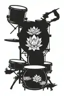trident lotus sun power drum set tattoo design idea