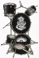 trident lotus sun power drum set tattoo design idea