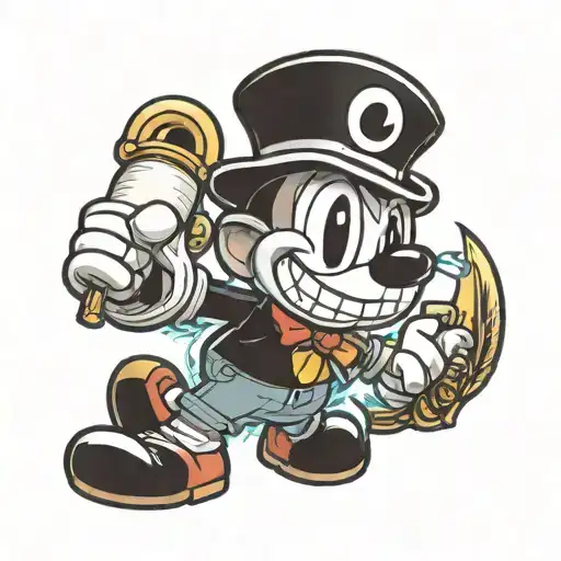 cuphead game style tattoo design idea