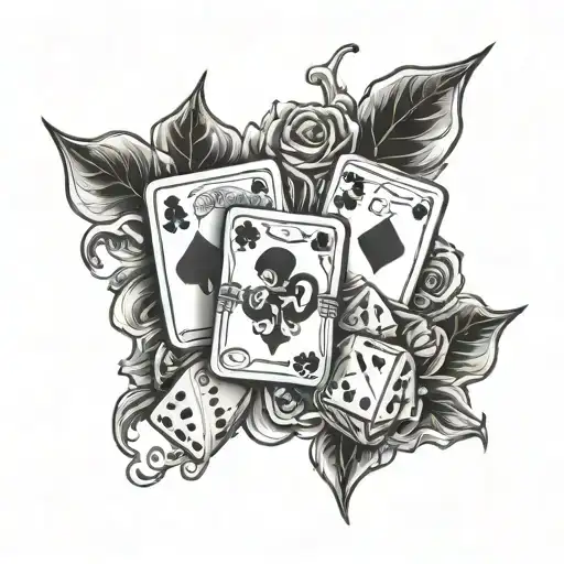 dice and joker cards  tattoo design idea
