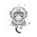monkey hugging cat tattoo design idea