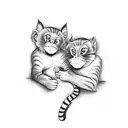 monkey hugging cat tattoo design idea