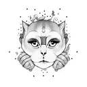 monkey hugging cat tattoo design idea