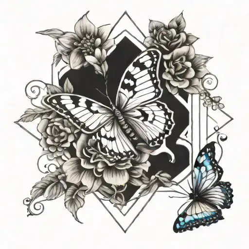 Bible scripture with flowers and butterflies tattoo design idea