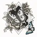 Bible scripture with flowers and butterflies tattoo design idea