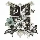 Bible scripture with flowers and butterflies tattoo design idea