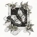 Bible scripture with flowers and butterflies tattoo design idea