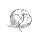 feather and infinity sign intertwined tattoo design idea
