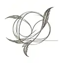 feather and infinity sign intertwined tattoo design idea