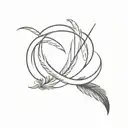 feather and infinity sign intertwined tattoo design idea