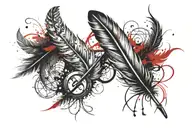 feather and infinity sign  tattoo design idea