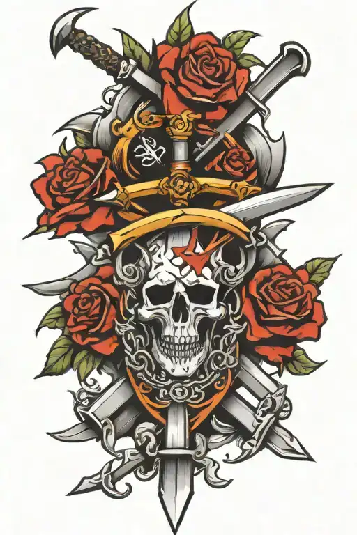 3 crossed swords  tattoo design idea