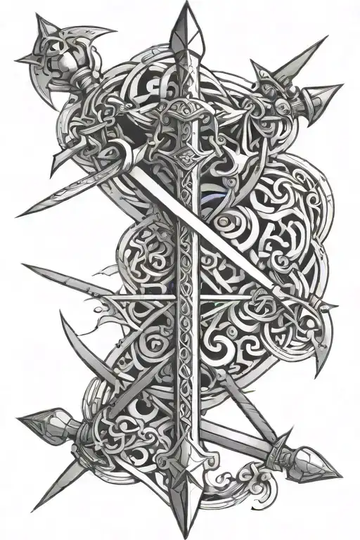 3 crossed swords  tattoo design idea