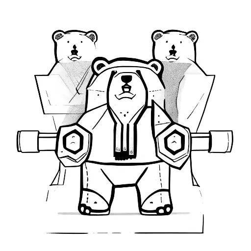 bear doing deadlift tattoo design idea