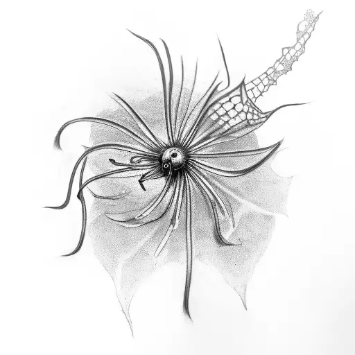 spider Lily  coming out of skull eye  tattoo design idea