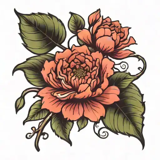 carnation, water Lilly, hawthorn flower tattoo design idea
