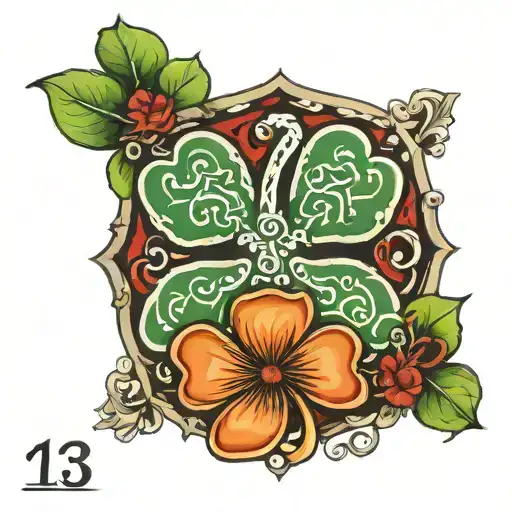 shamrock and number 13 tattoo design idea