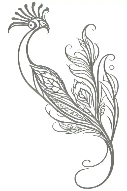 trishul with flute and peacock feather tattoo design idea
