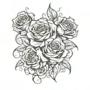 Abstract roses gothic tattoo design idea