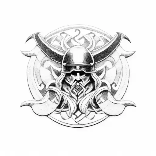 Combine elements of heavy metal and Viking culture in a dotwork tattoo tattoo design idea
