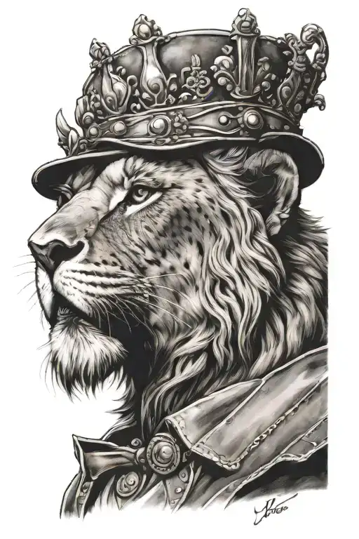 leon con corona tattoo design idea