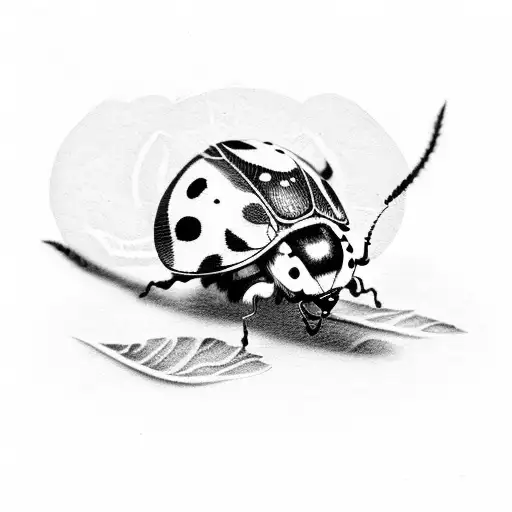 Ladybug on burdock leaf tattoo design idea