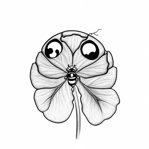 Ladybug on burdock leaf tattoo design idea
