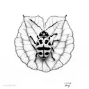 Ladybug on burdock leaf tattoo design idea