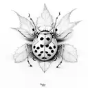 Ladybug on burdock leaf tattoo design idea
