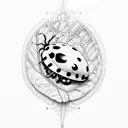 Ladybug on burdock leaf tattoo design idea