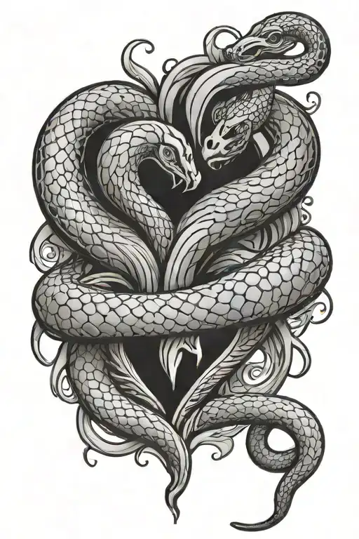 Heart with snake coming outside tattoo design idea