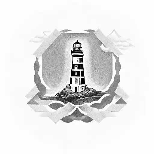 A poker chip with the image of a lighthouse on it tattoo design idea