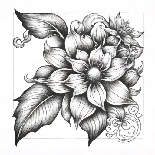 sweat pea flower lily of the valley cosmos sunflower autism puzzle piece  tattoo design idea