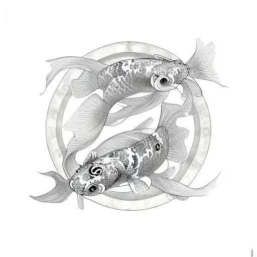 two weird Koi Fish in rainbows  tattoo design idea