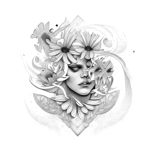 Gemini wildflowers savage tattoo design idea