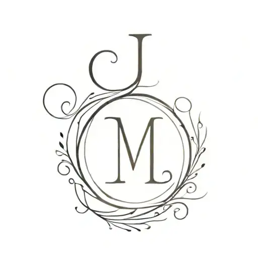letter J inside heart of letter M tattoo design idea