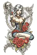 karlach baldur's gate 3 pinup girl tattoo design idea