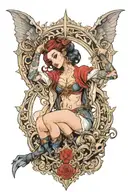 karlach baldur's gate 3 pinup girl tattoo design idea