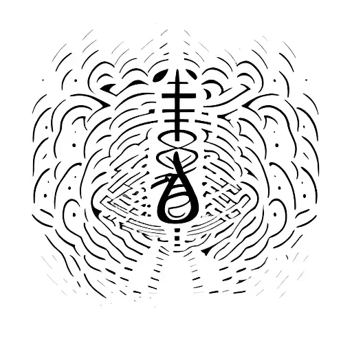 symbol for breathe with words "All for Him" in cursive tattoo design idea