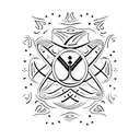 symbol for breathe with words "All for Him" in cursive tattoo design idea