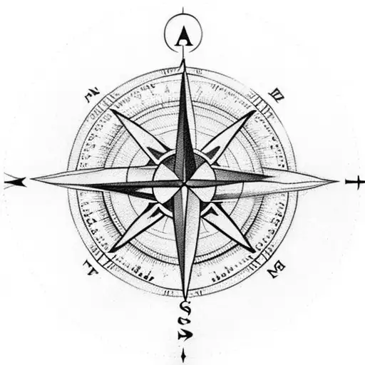 traveller compass with an arrow going through it and water tattoo design idea