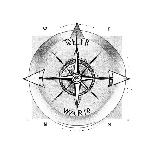 traveller compass with an arrow going through it and water tattoo design idea