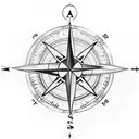 traveller compass with an arrow going through it and water tattoo design idea