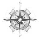 traveller compass with an arrow going through it and water tattoo design idea