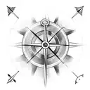 traveller compass with an arrow going through it and water tattoo design idea