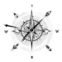 traveller compass with an arrow going through it and water tattoo design idea