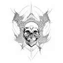 skull in Lovecraft style tattoo design idea
