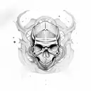 skull in Lovecraft style tattoo design idea